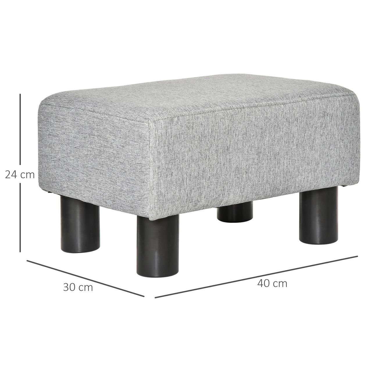 HOMCOM Fußhocker, Sitzhocker, Rechteckiger Ottoman, Fußstütze aus Leinen, Grau