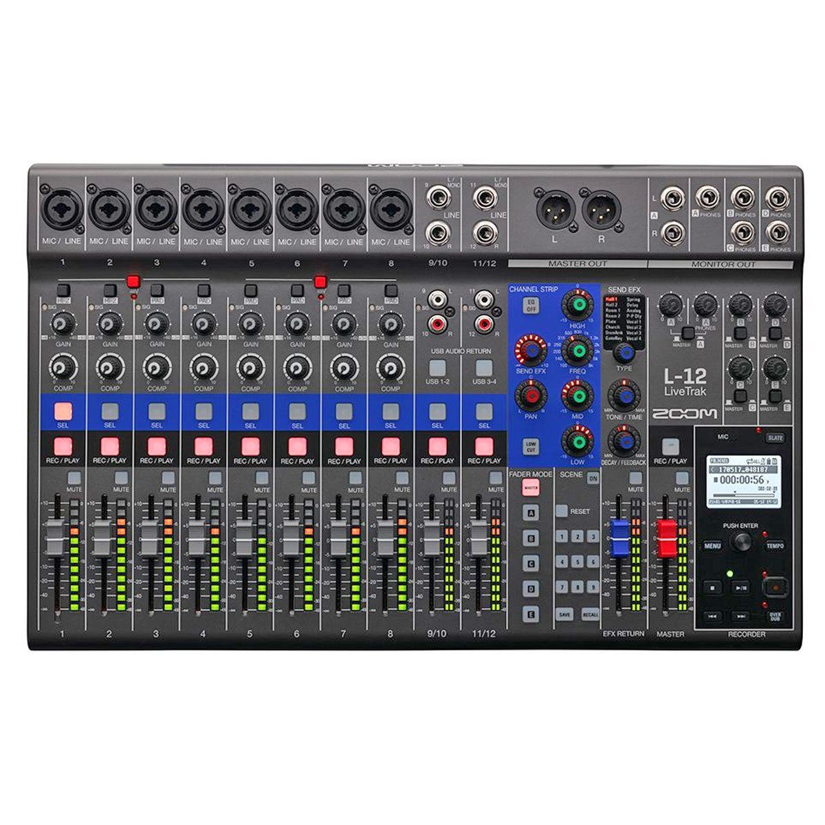 Zoom Audio Mischpult L-12 LiveTrak, (Digitaler Mixer, Integriertes USB Audio-Interface), mit Kopfhörer