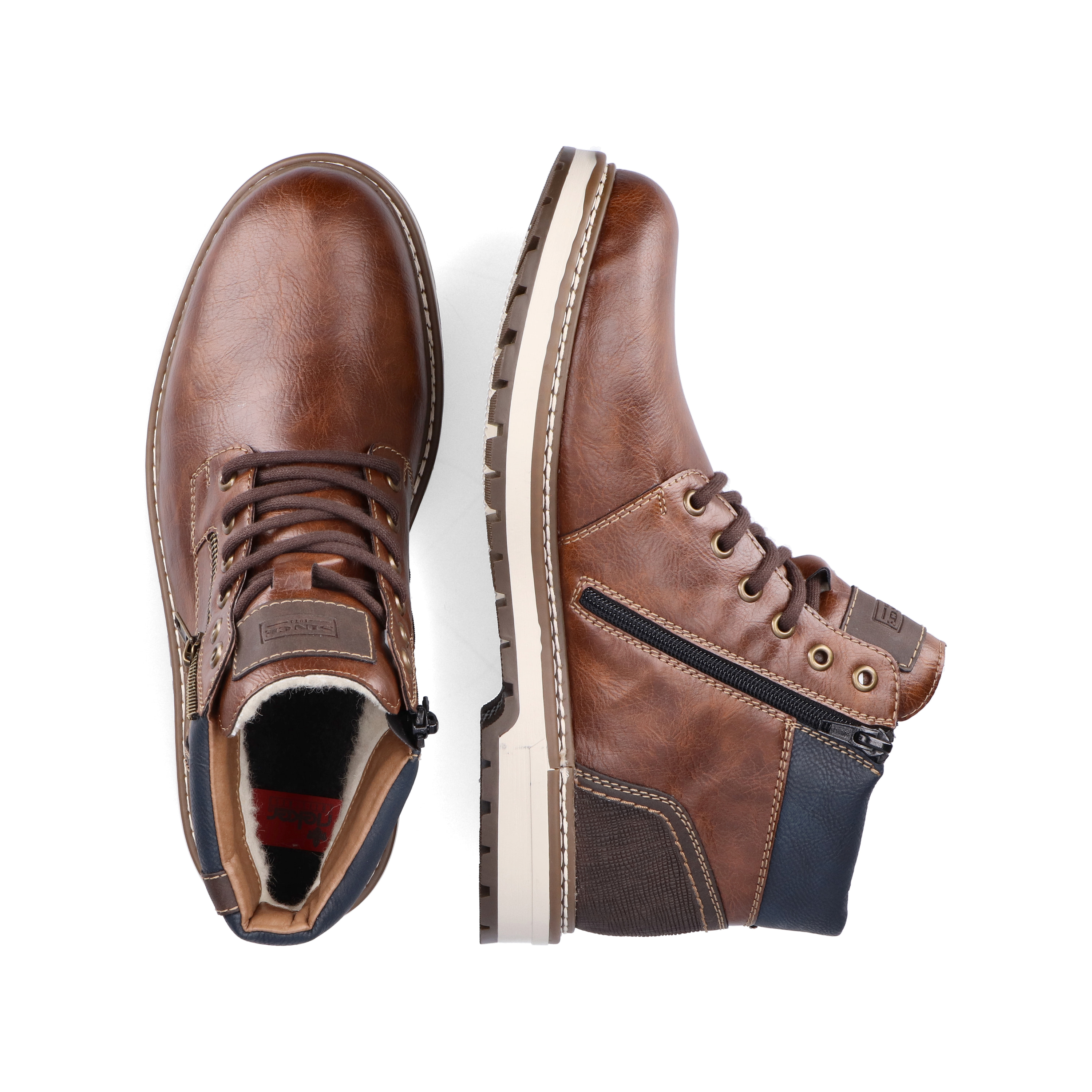 Rieker Herren Schnürstiefel kastanienbraun