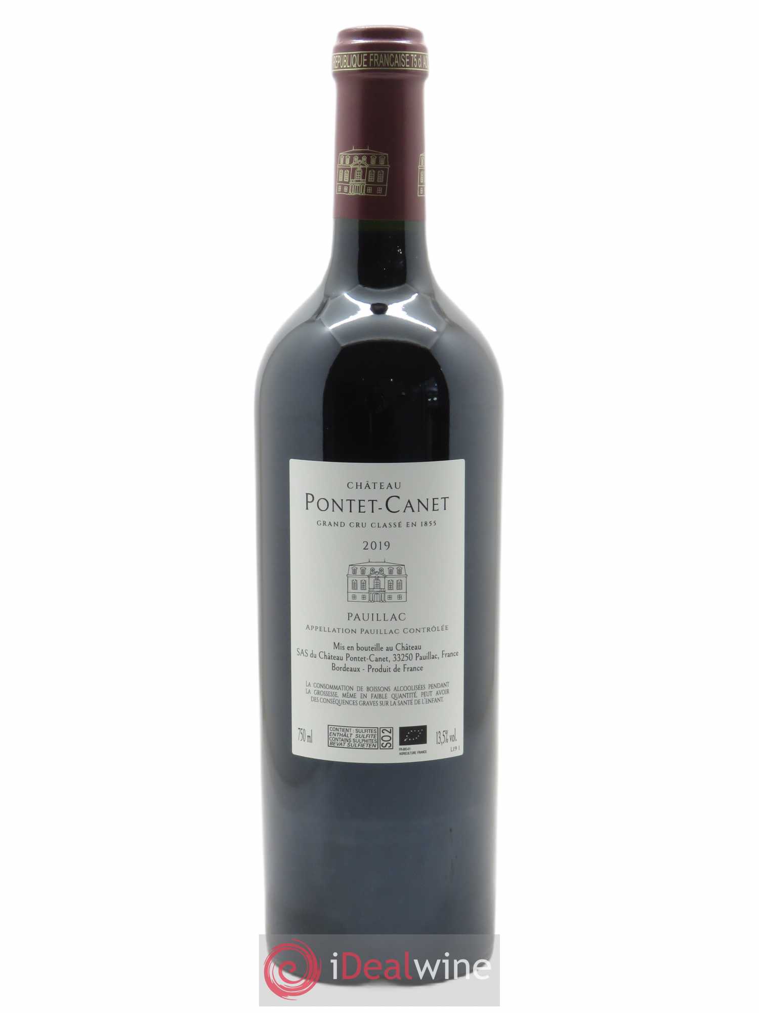 Château Pontet Canet 5ème Grand Cru Classé (CBO à partir de 6 bts) 2019 - Lot de 1 Bouteille