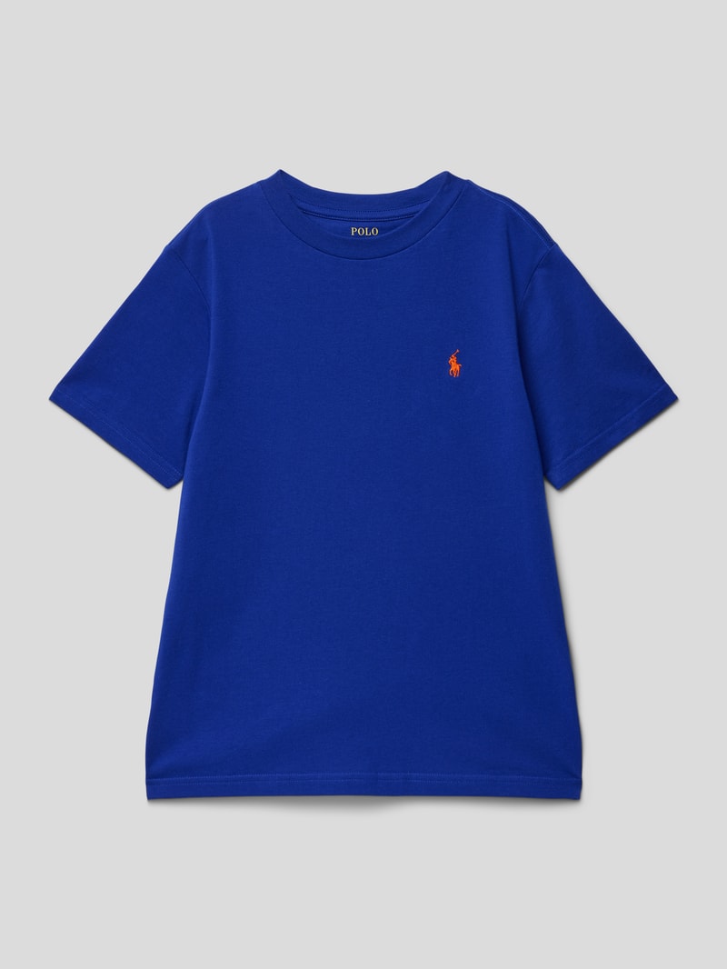 T-Shirt mit Label-Stitching in royalblau