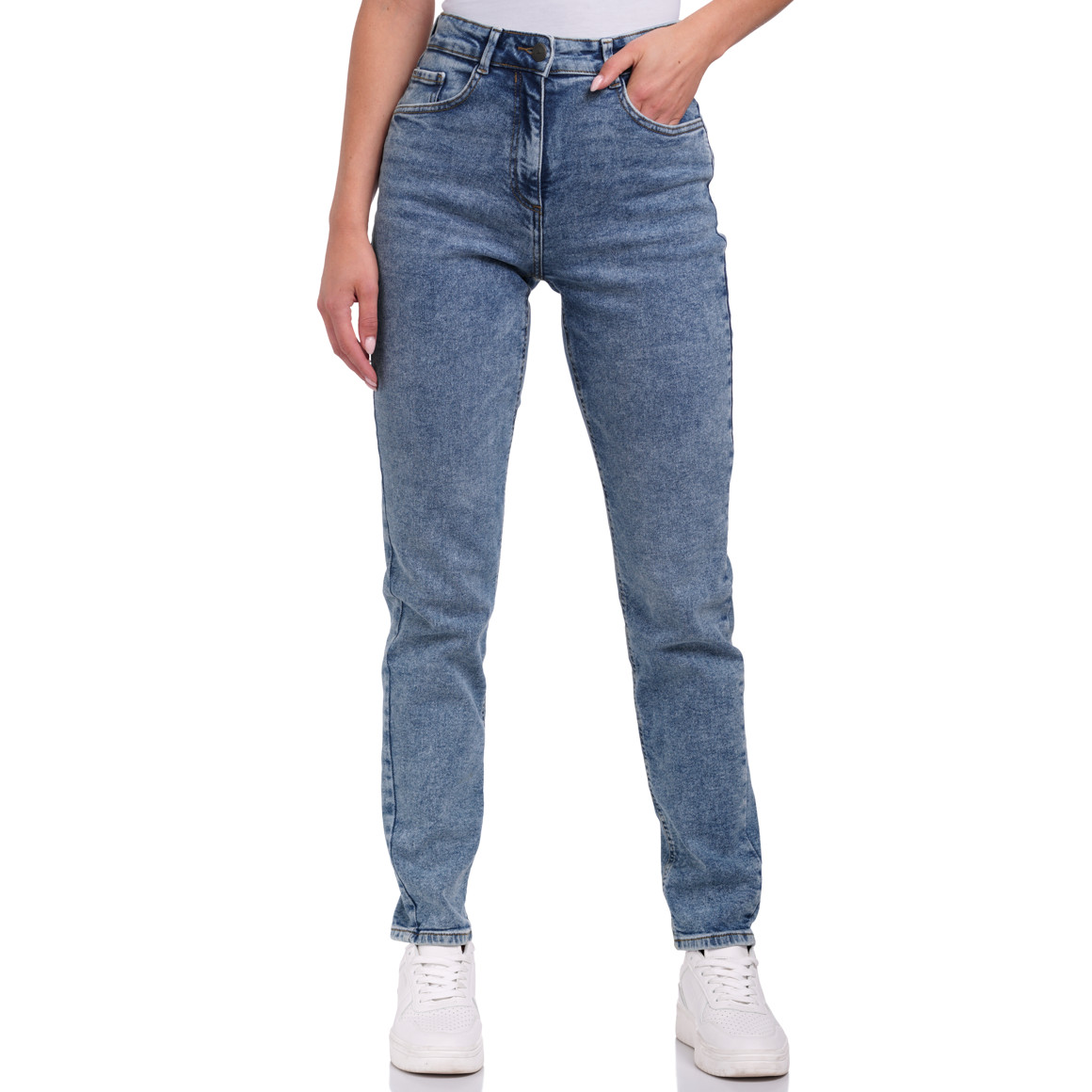 Damen Mom-Jeans mit Used-Waschung