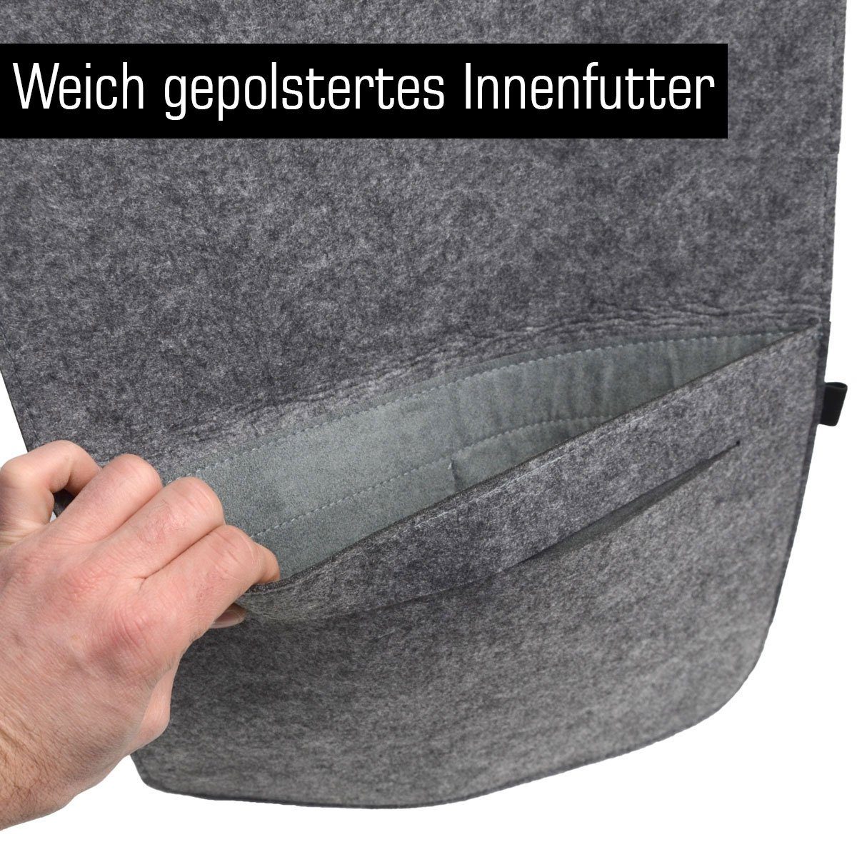 DuneDesign Tablettasche 13.3'' Filz Laptop-Tasche 35x24 cm Tablet Hülle, MacBook Pro Air iPad Net Grau