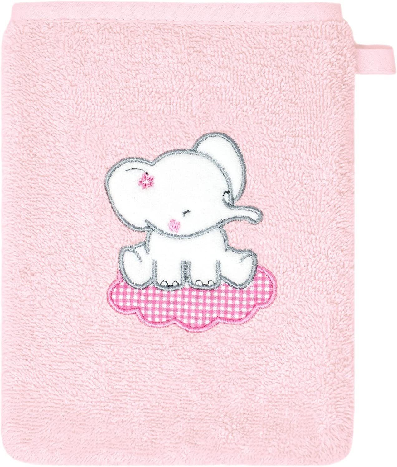 Lashuma Waschhandschuh (2-tlg), rosa Waschlappen für Mädchen 15x21 cm