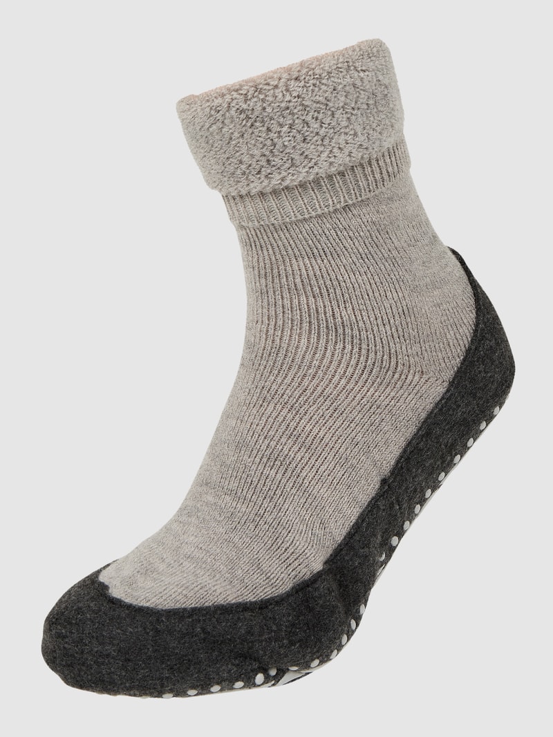 Socken mit elastischem Rippenbündchen Modell 'COSYSHOES' in hellgrau meliert