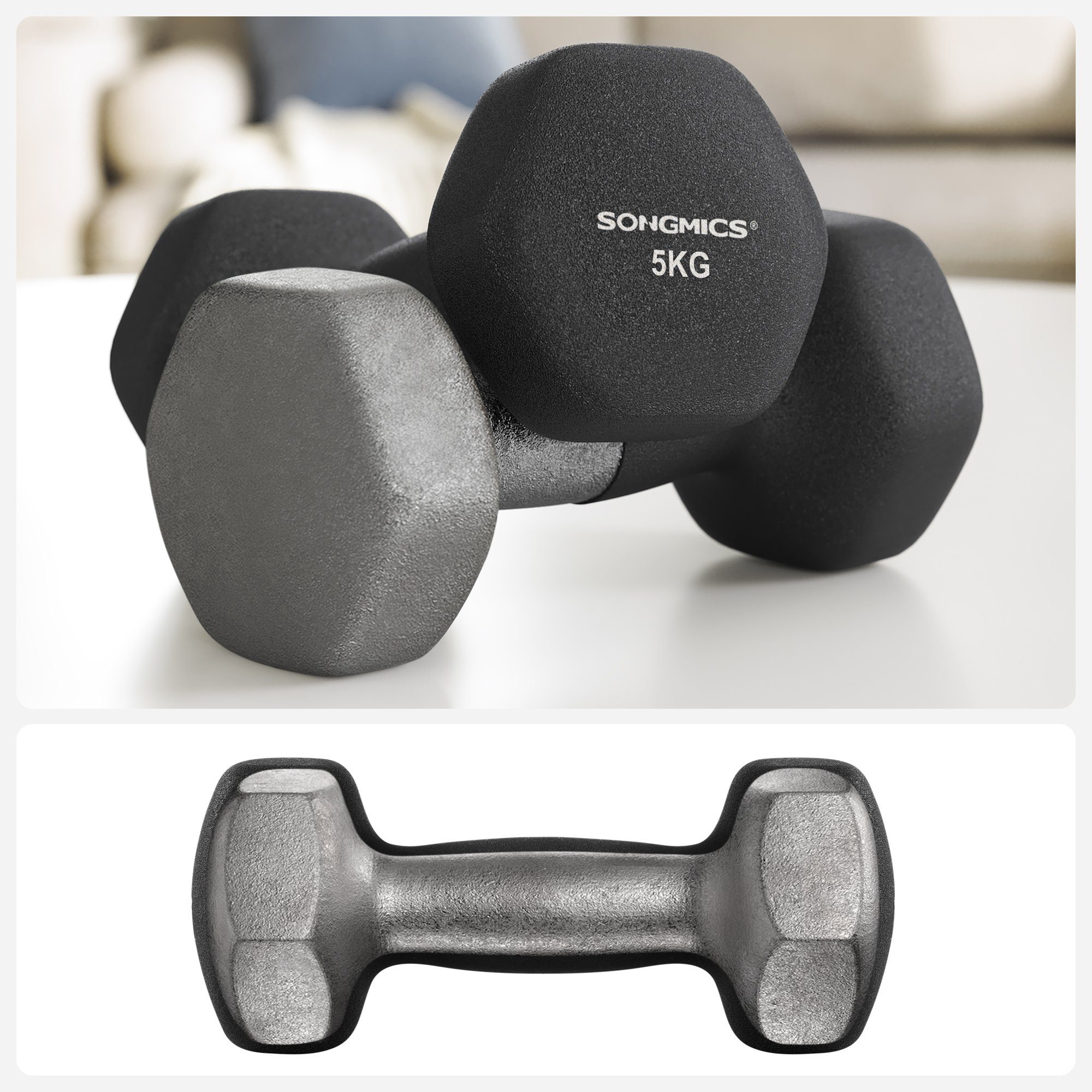 SONGMICS Hantel-Set, (Set), Kurzhantel Set 12kg+10kg, Krafttraining
