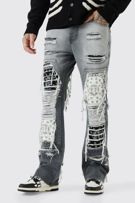 Tall Slim-Fit Schlagjeans mit Rissen