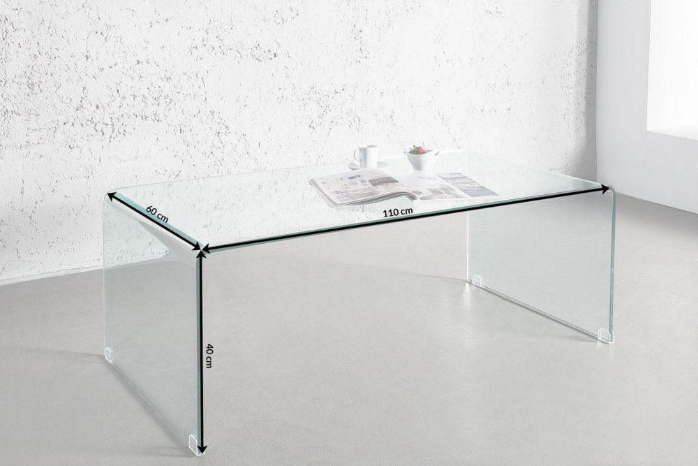 riess-ambiente Couchtisch FANTOME 110cm transparent, Wohnzimmer · Glas · eckig · Modern Design