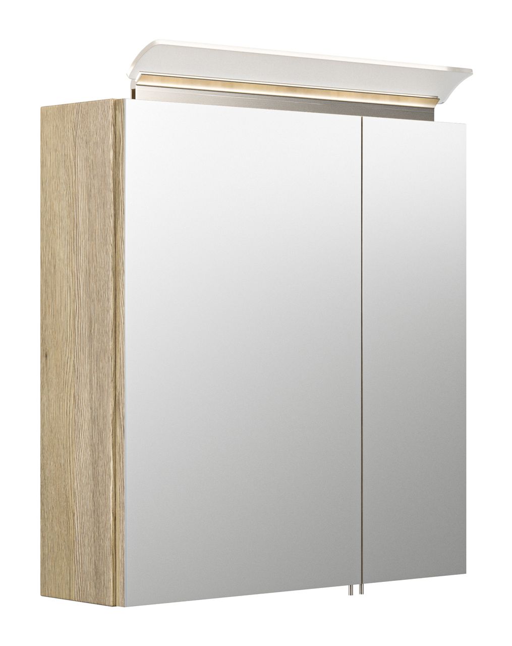 Posseik Spiegelschrank 60 inklusive LED-Acrylglaslampe eiche hell EEK: F