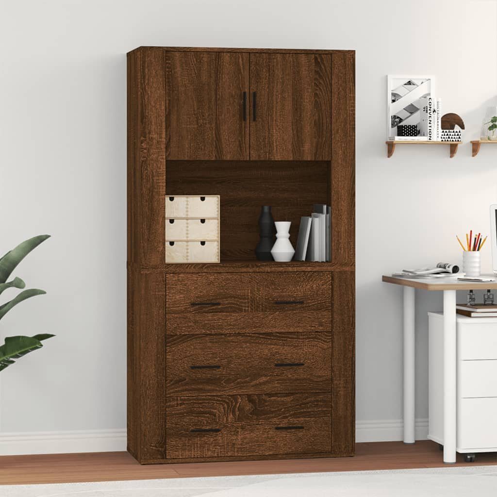 vidaXL Sideboard Highboard Braun Eichen-Optik Holzwerkstoff (2 St)