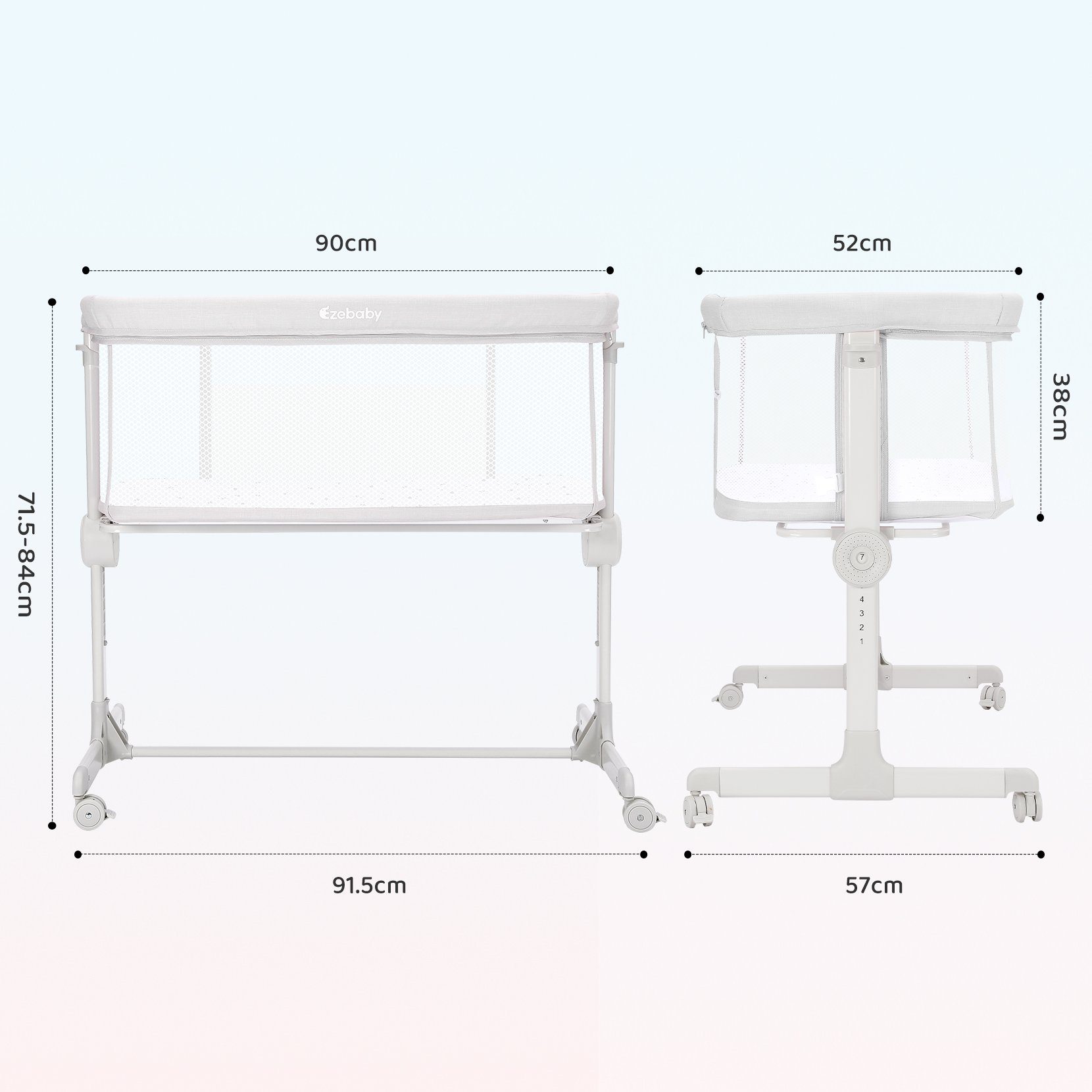 Ezebaby Beistellbett 2 in1 Baby Bett 7 Höhenverstellung