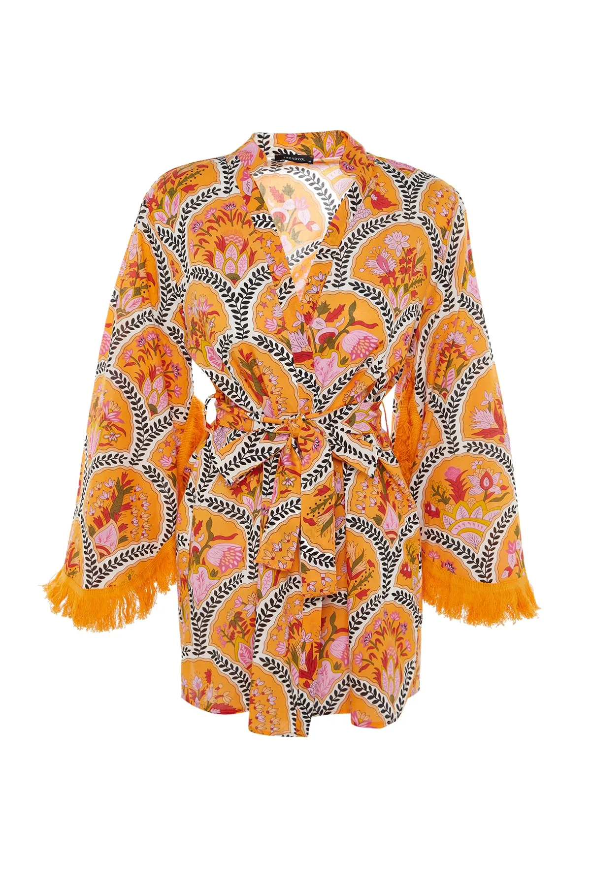 Trendyol Collection  Blumengemusterter Mini-Kimono und Kaftan aus 100 % Baumwolle TBESS23KM00004