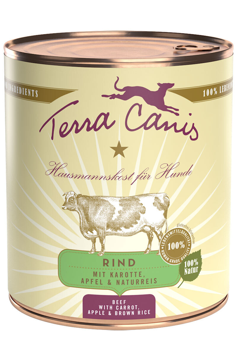 Terra Canis Hundenassfutter Terra Canis Classic Adult 6x800g Rind mit Karotte, Apfel & Naturreis