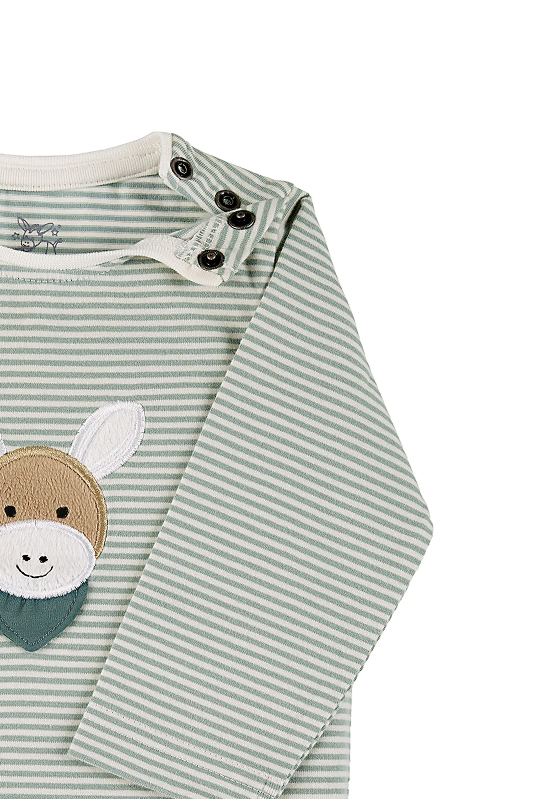 GOTS Langarm-Shirt Esel Emmi Stickerei, gestreift
