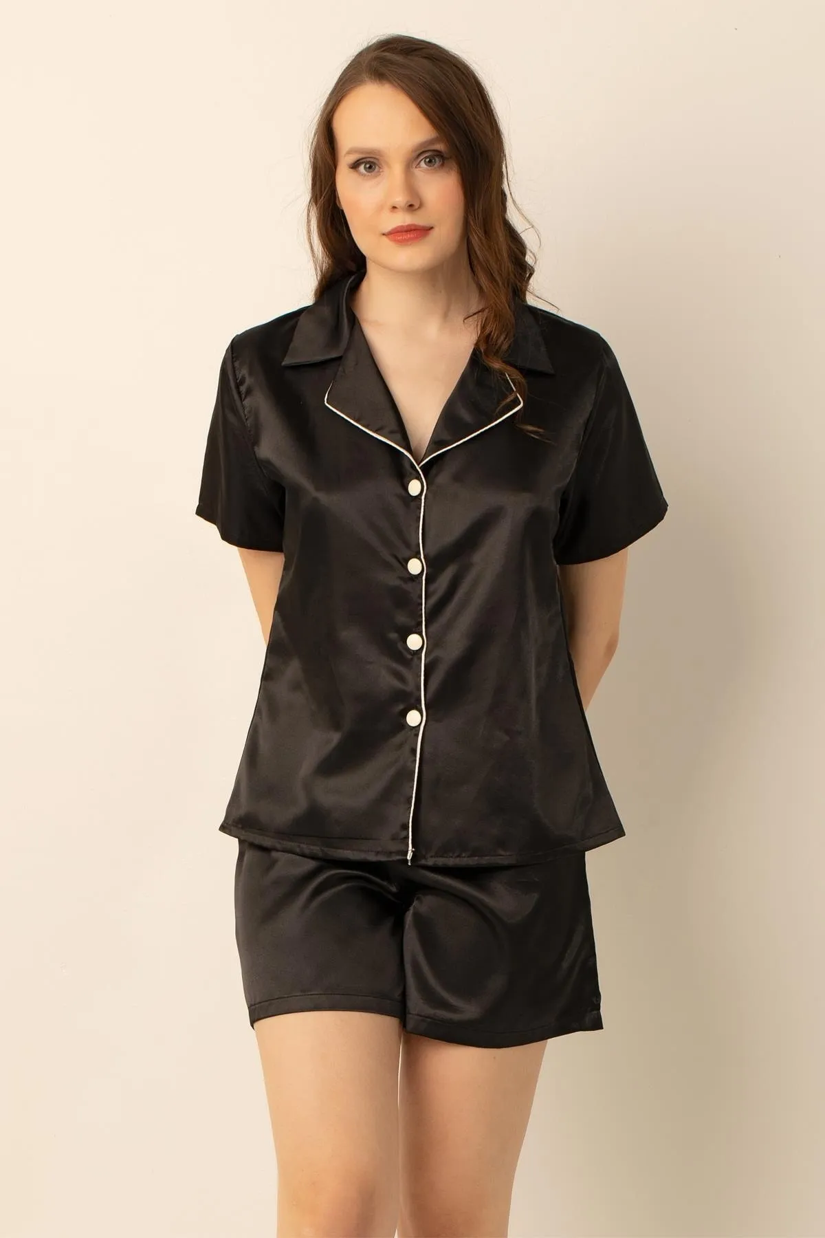 Miorre  Damen-Pyjama-Set aus Satin mit Shorts
