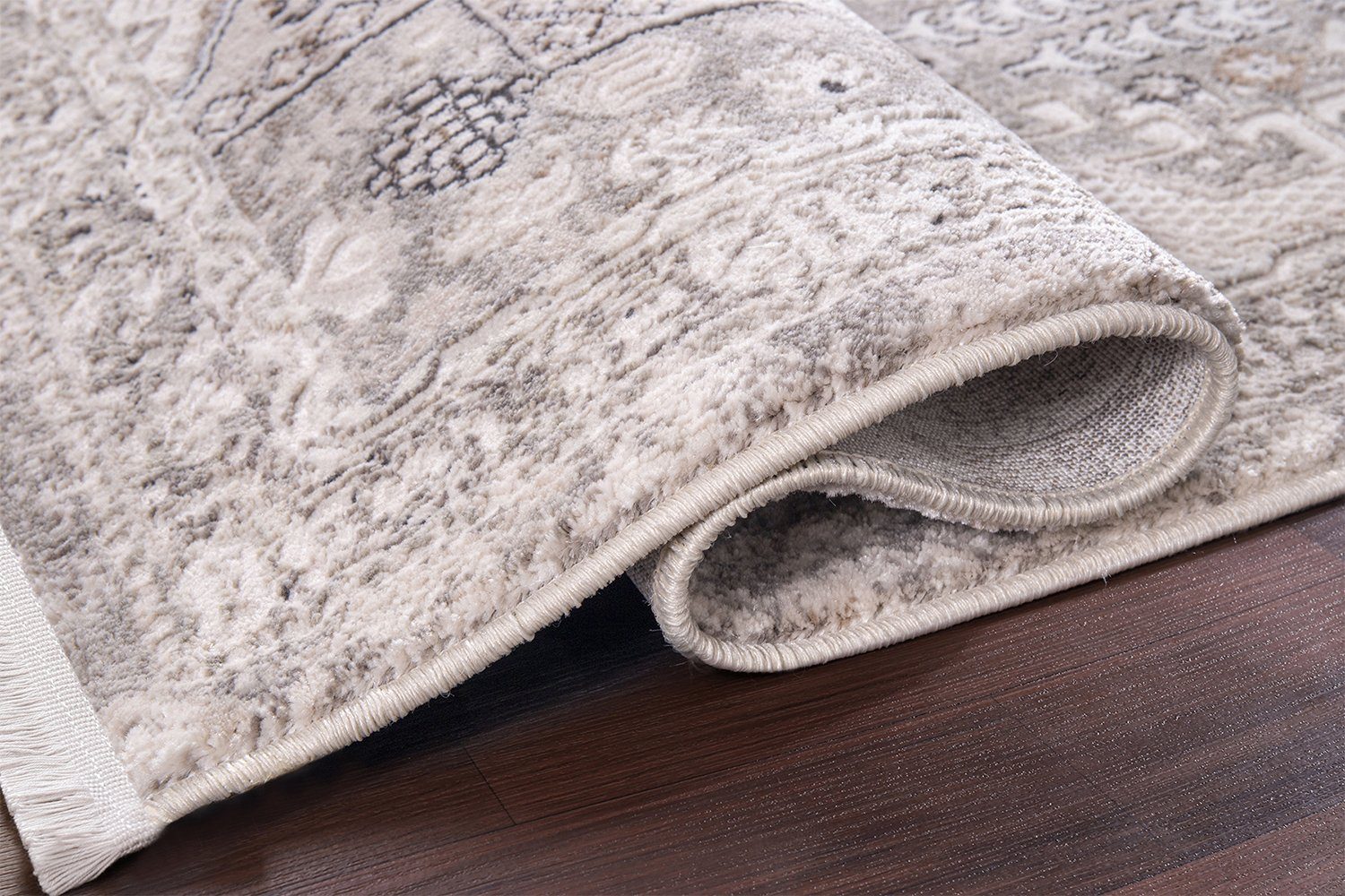 Designteppich Designer Wohnzimmer Carpetilla Richmond Teppich Orient Creme Grau, Carpetilla, Rechteckig, Höhe: 10 mm, Wohnzimmer, Kinderzimmer, Kurzflor