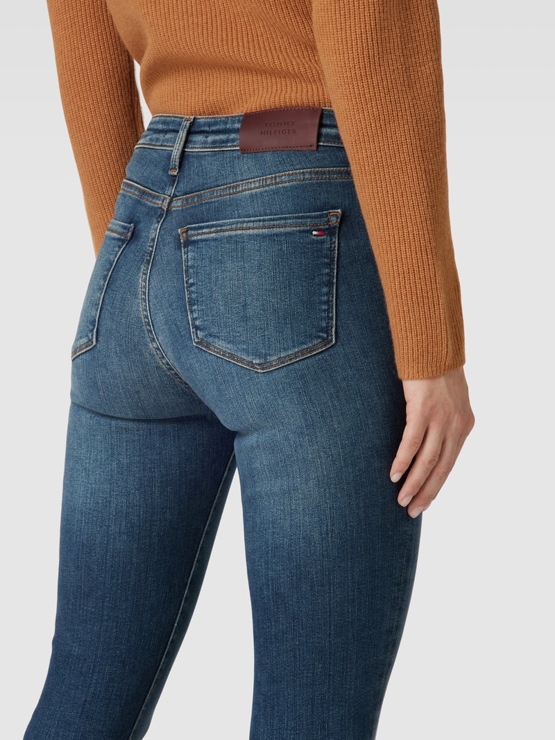 Slim Fit Jeans mit Label-Details Modell 'COMO' in dunkelgrau