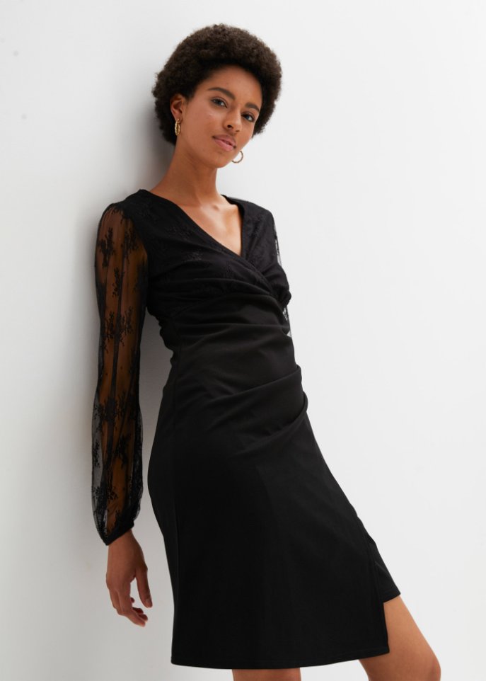 Jerseykleid mit Spitze