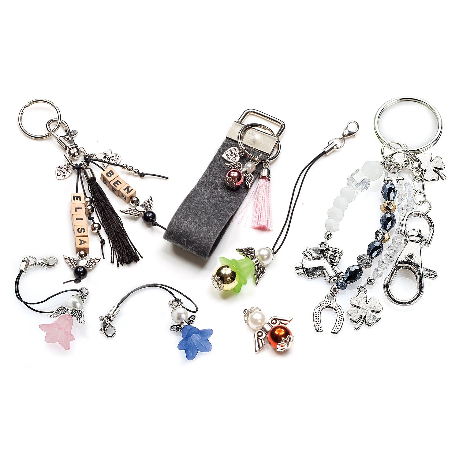 Schlüsselanhänger Schnallen, silber, 10 Stück