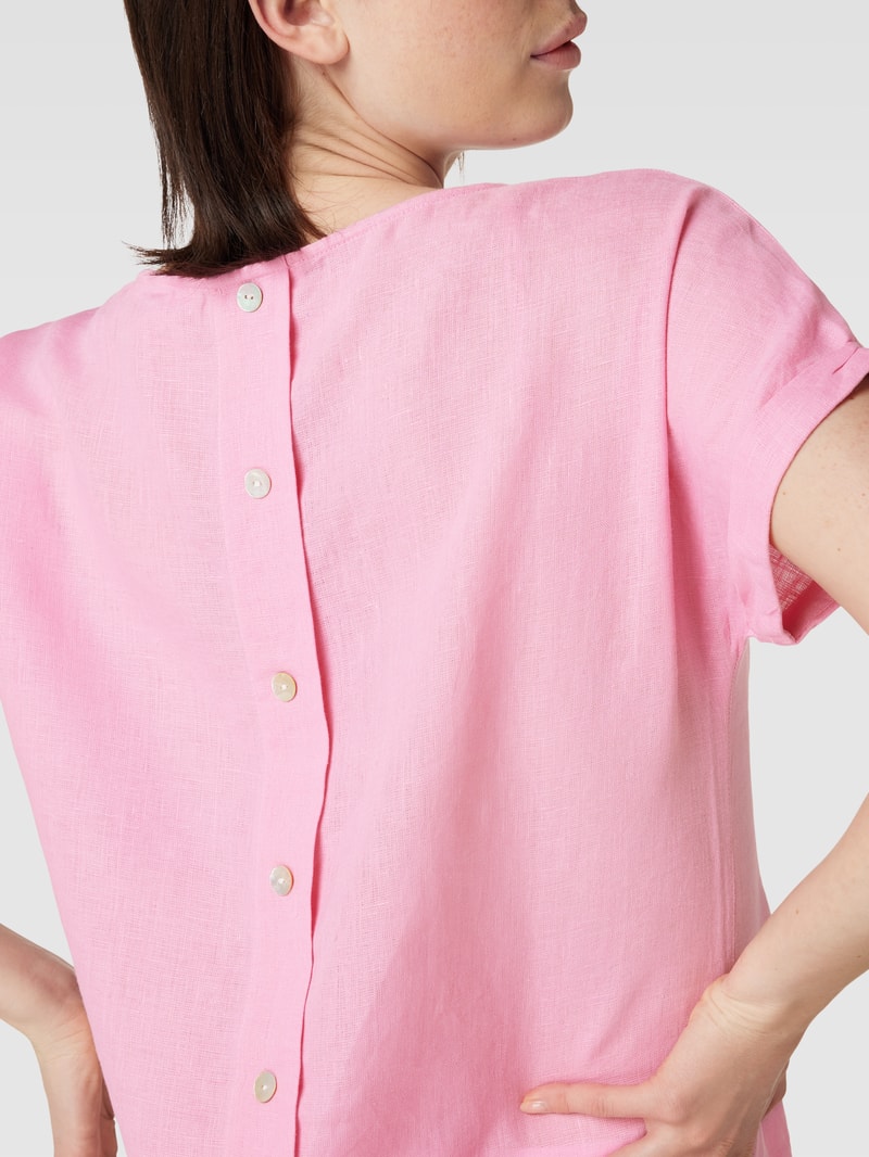 Leinenbluse mit U-Boot-Ausschnitt in pink