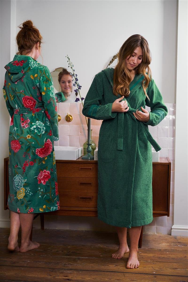 PiP Studio Bademantel Good Evening Bathrobe Green L Grün 100% Cotton, terry velour, 380, Bademantel Damen und Herren Morgenmantel Frottee