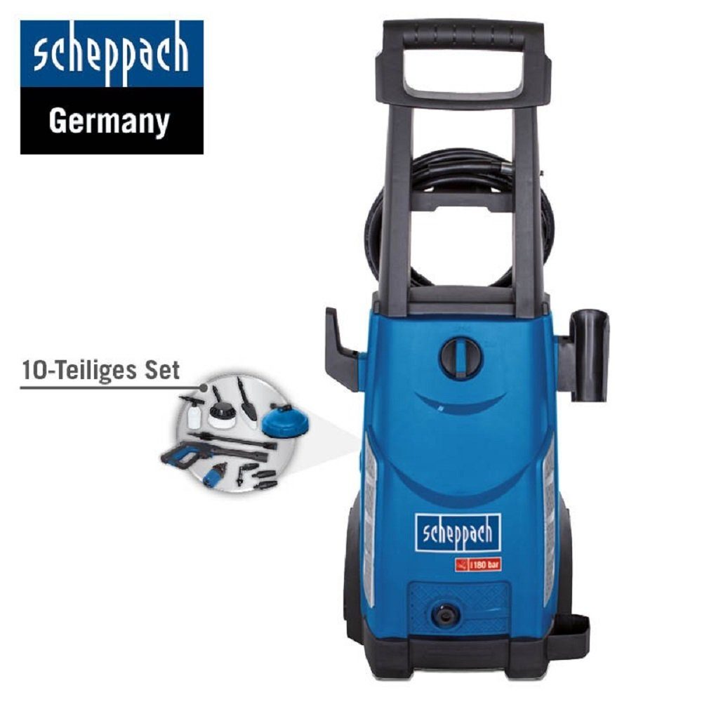 Scheppach Hochdruckreiniger Hochdruckreiniger HCE2500 SE inkl.10-teiliges Set, (10 tlg), Ideal für den mobilen Einsatz