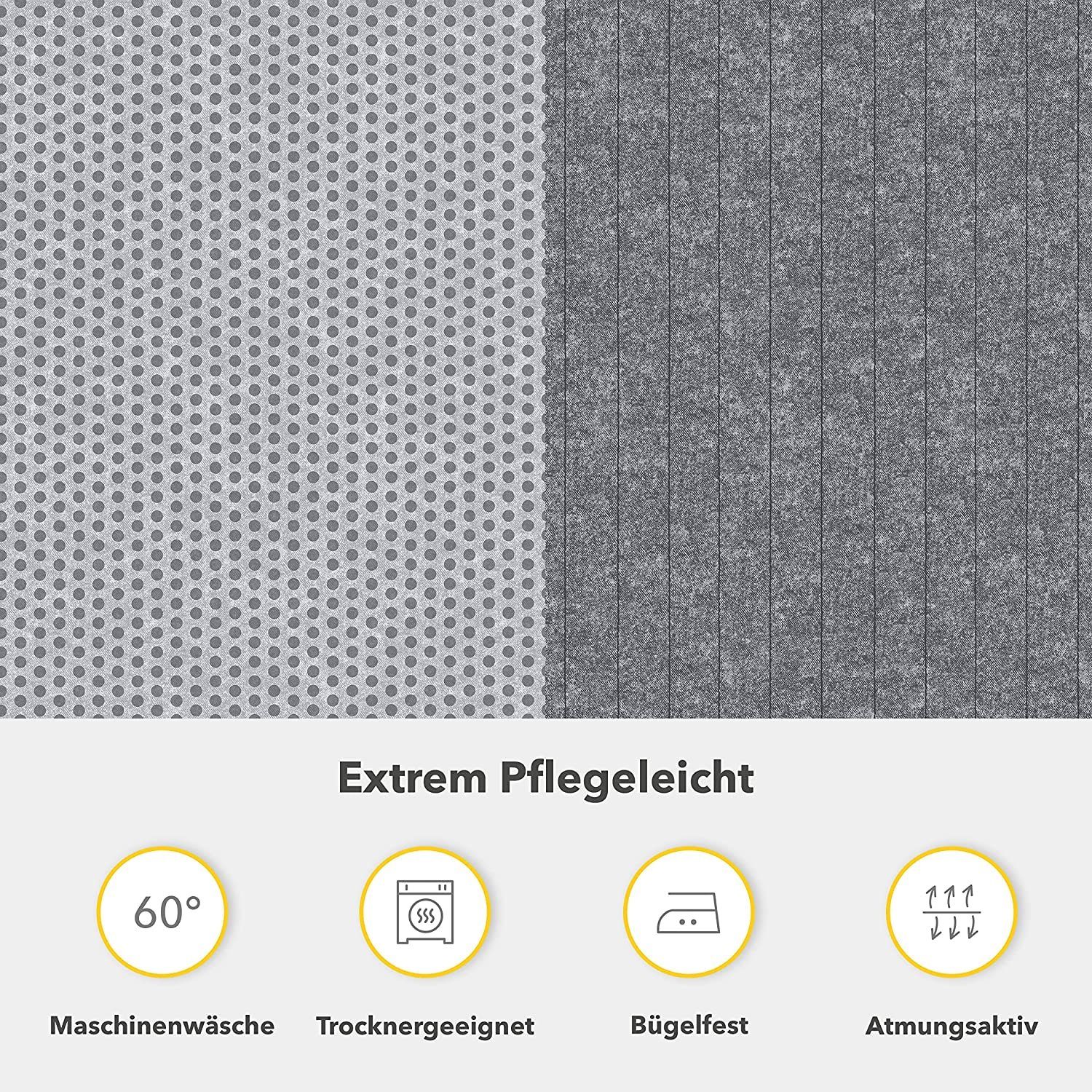 Bettwäsche Träumschön Wende Bettwäsche gestreift, Fein Biber Bettwäsche Punkte, Bettwäsche Grau, Wendebettwäsche aus 100% Baumwolle, Träumschön