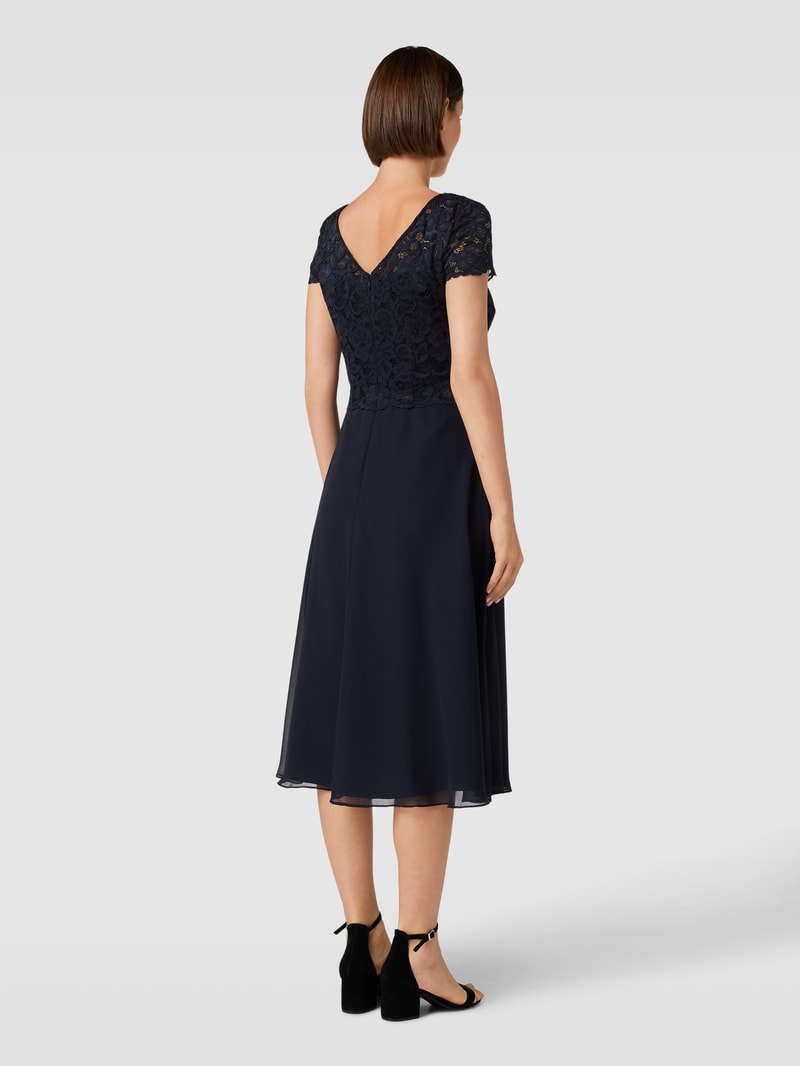 Cocktailkleid mit Zierbesatz in marineblau meliert