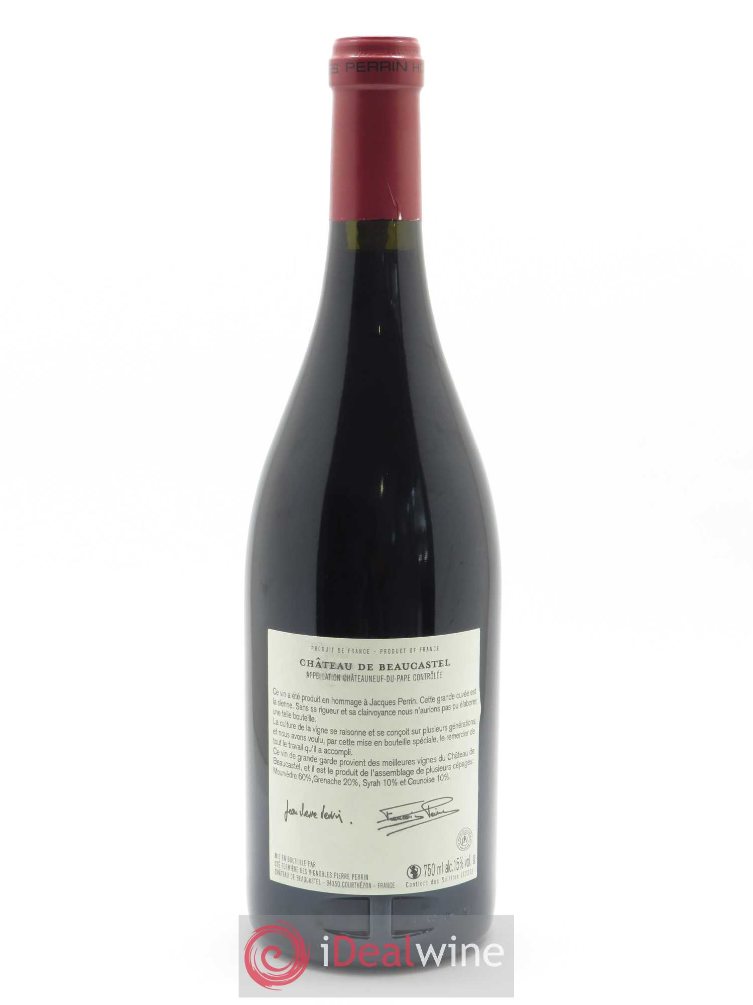 Châteauneuf-du-Pape Château de Château de Beaucastel Hommage à Jacques Perrin Jean-Pierre & François Perrin  2014 - Lot de 1 Bouteille