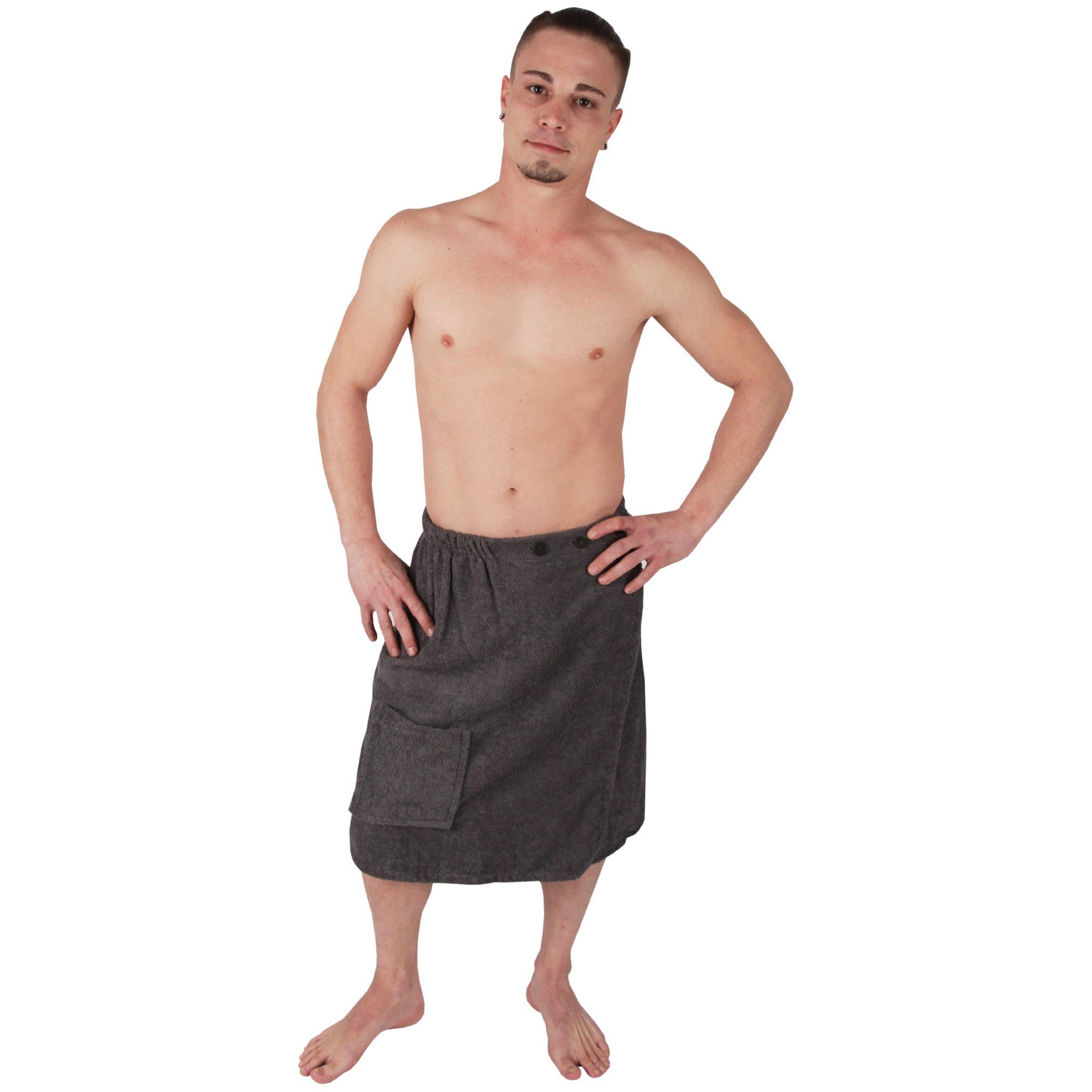 Bestlivings Saunatuch Frottier Kilt, Baumwolle (1-St), Sauna Kilt mit Knopfverschluss und Gummbund