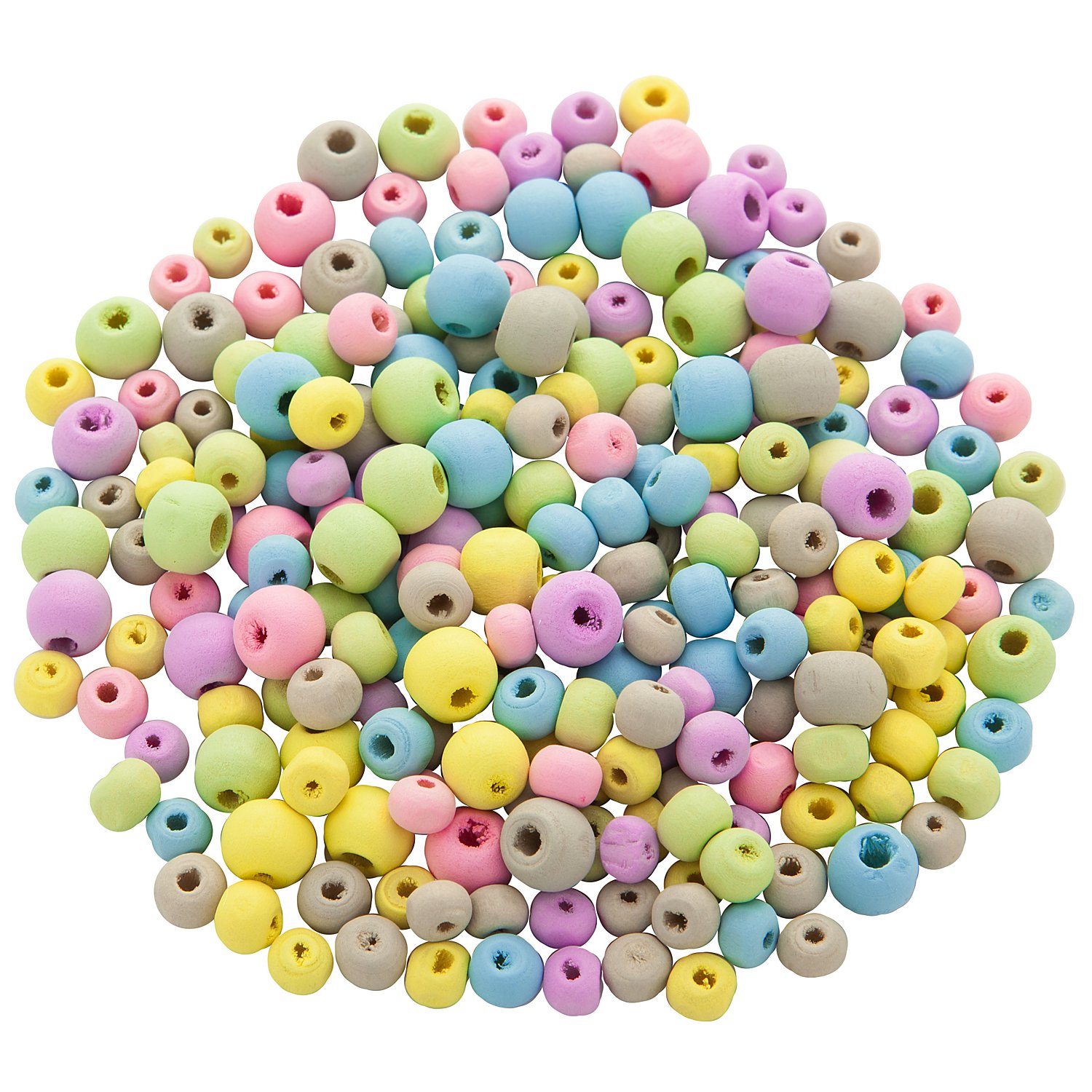 Holzperlen-Mix, pastell, 6–8 mm Ø, 50 g