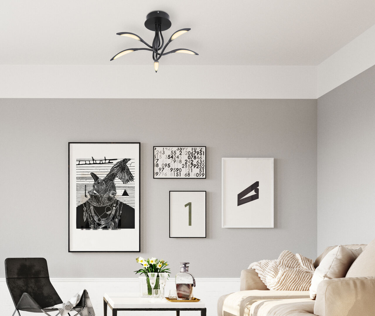 Globo Lighting - KAELA - Deckenleuchte Metall schwarz matt, LED