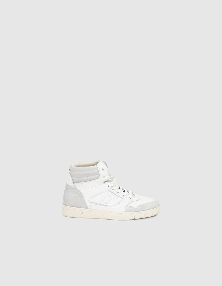 Baskets blanches montantes en mix cuir suédé femme