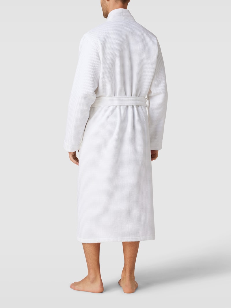Bademantel mit Label-Stitching Modell 'WAFFLE KIMONO' in weiß