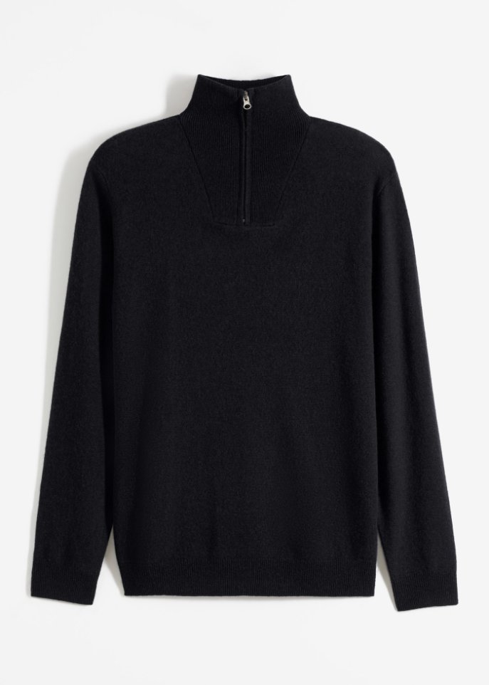 Premium Wollpullover mit Good Cashmere Standard®-Anteil, Troyerkragen