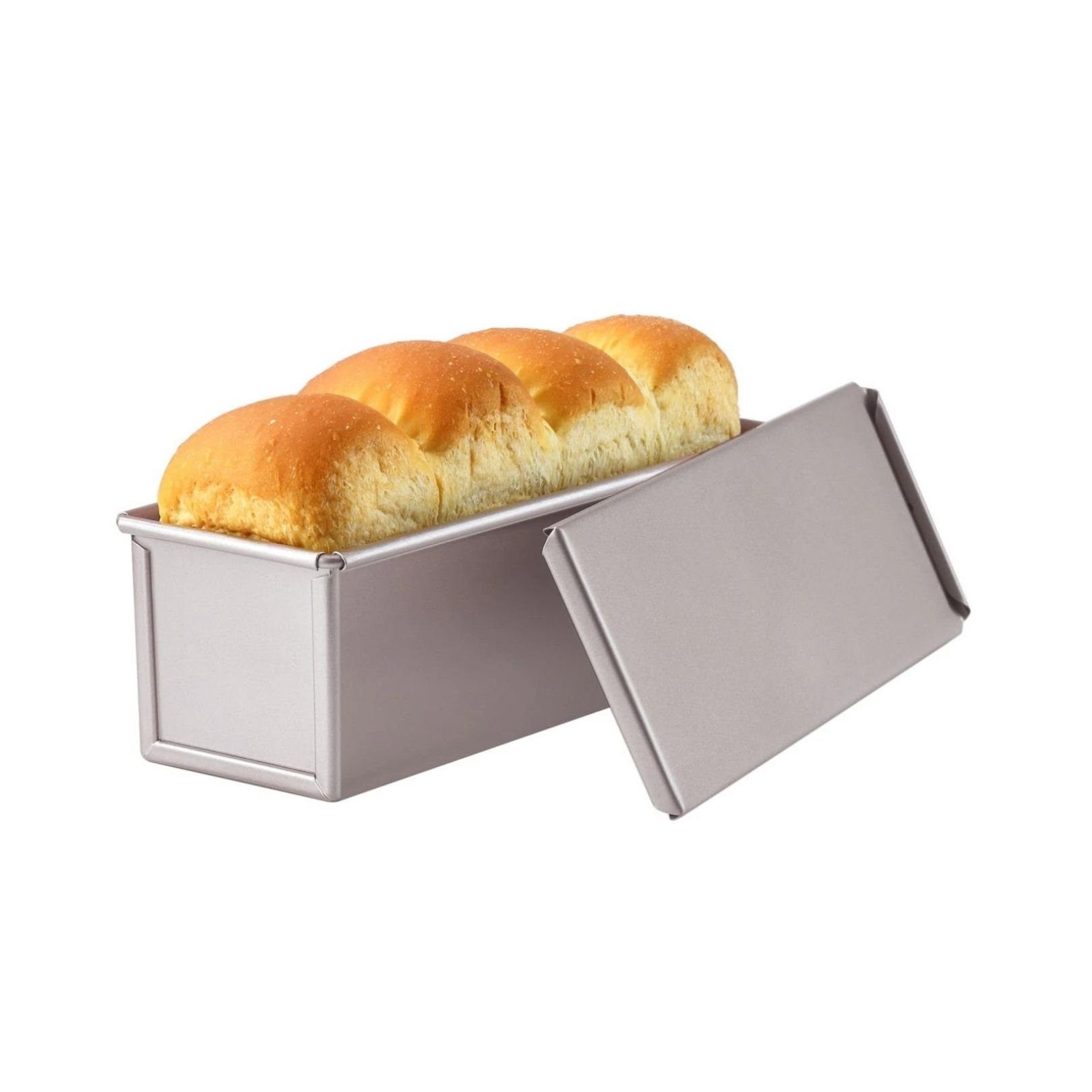 Chefmade Brotbackform Backform, (CHEFMADE, 22cm Toastbrot Backform mit Deckel, 223x87x77mm, Champagnergold, antihaft- & silikonbeschichtet, Buttertoastform, Kastenbrot-Form, Toastbackform, Brotbackform, loaf pan, Karbonstahl 2-tlg), Brotbackform mit