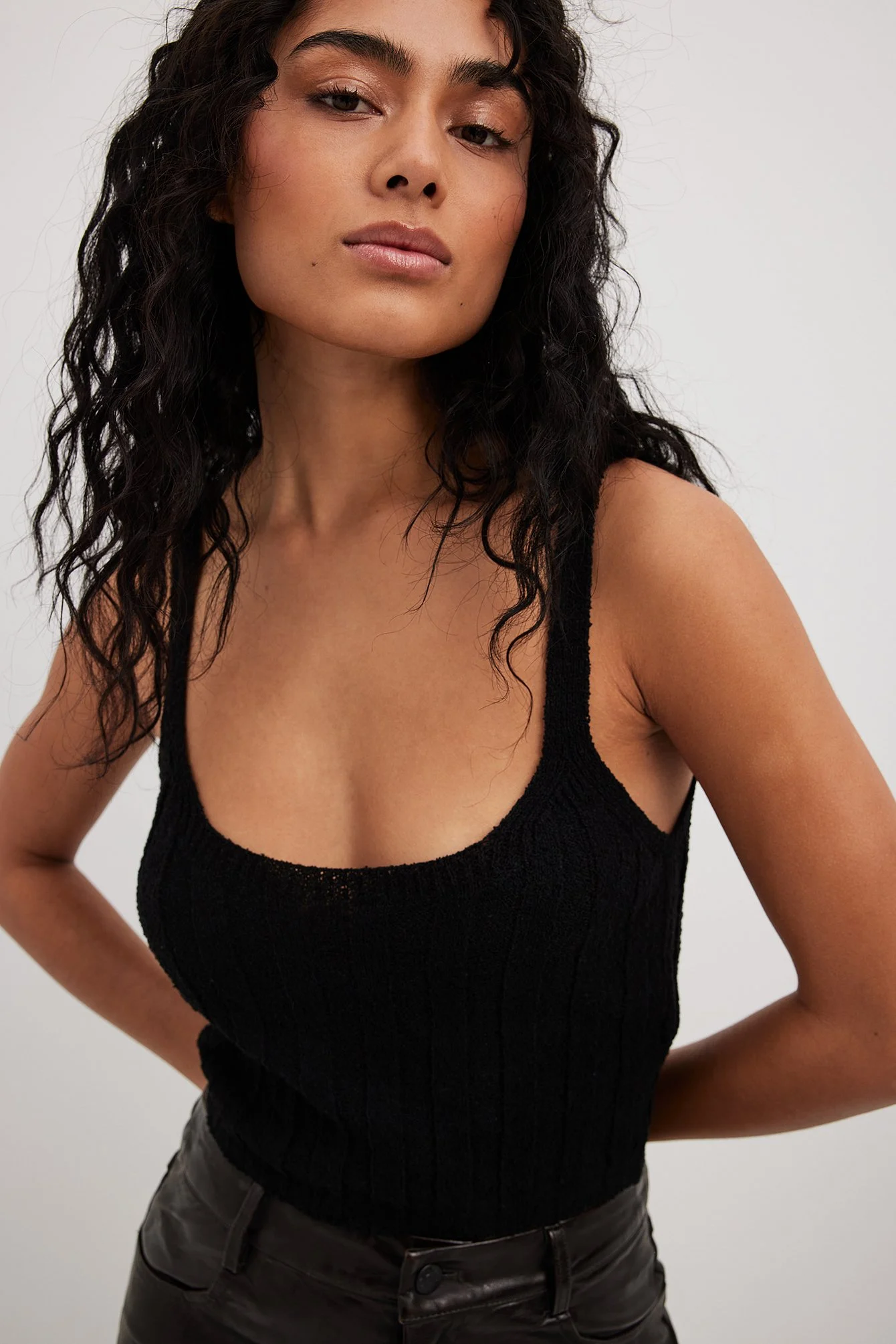 Weites Crop-Top aus Rippstrick