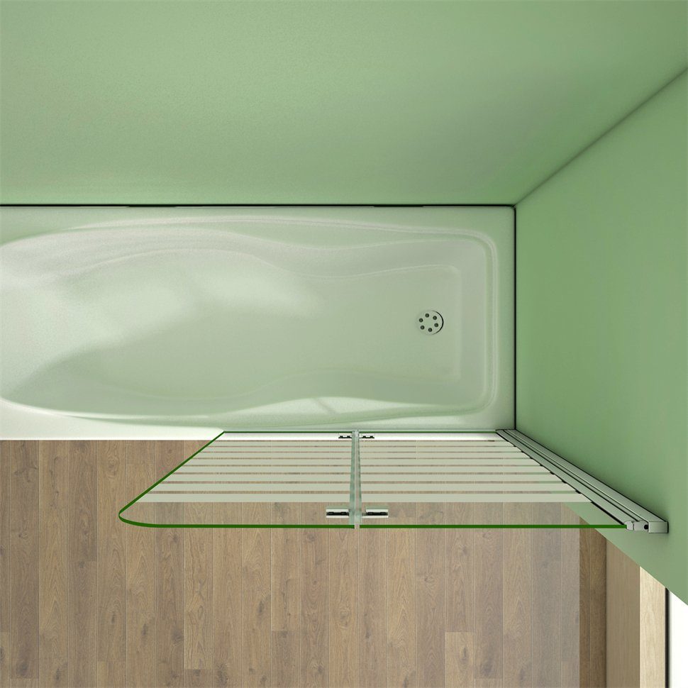 duschspa Badewannenaufsatz Faltwand Badewannenaufsatz mit weißen Streifen Glaswand auf Badewanne, Einscheibensicherheitsglas, Sicherheitsglas, (Set), Breite 120cm, Höhe 140cm, Glas