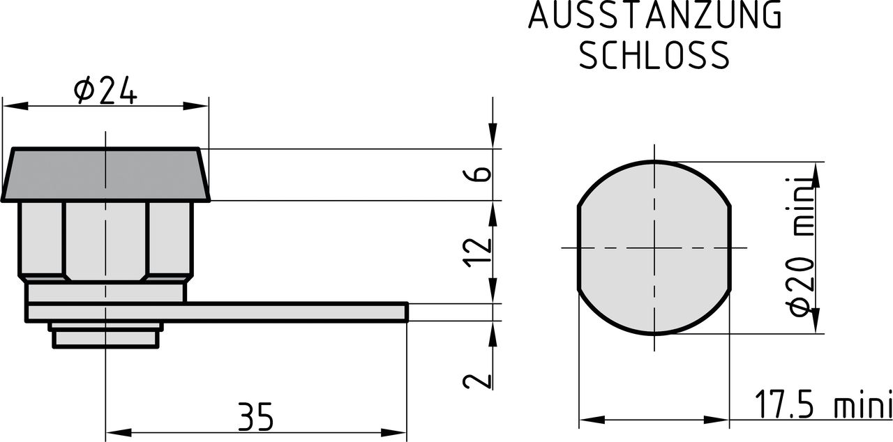Basi Hebelschloss - HS 325 - Verschiedenschließend - für Albert - mit Mutter