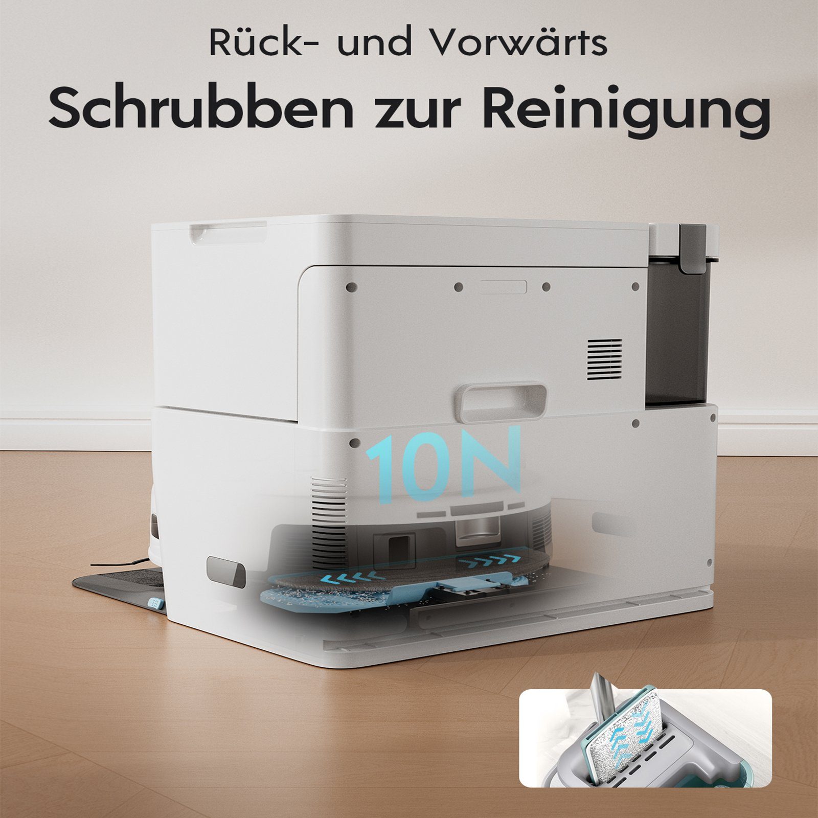 YEEDI Nass-Trocken-Saugroboter aus ECOVACS, Cube, 5100 Pa, automatisches Anheben der Wischplatte, 80,00 W, beutellos, selbstwaschend & selbsttrocknend & selbstentleerend