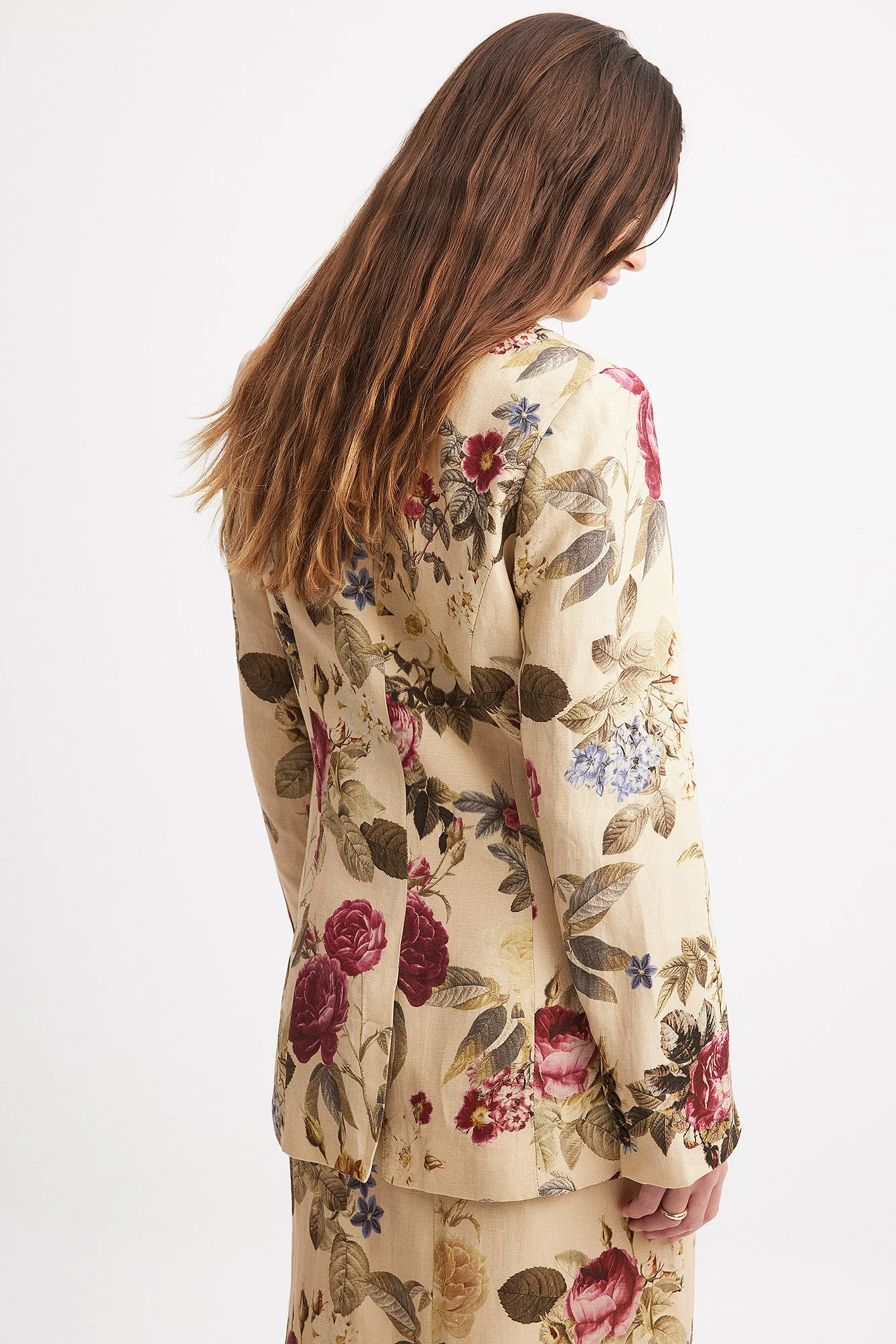 Gerade geschnittener Blazer aus Leinen-Mix mit Print