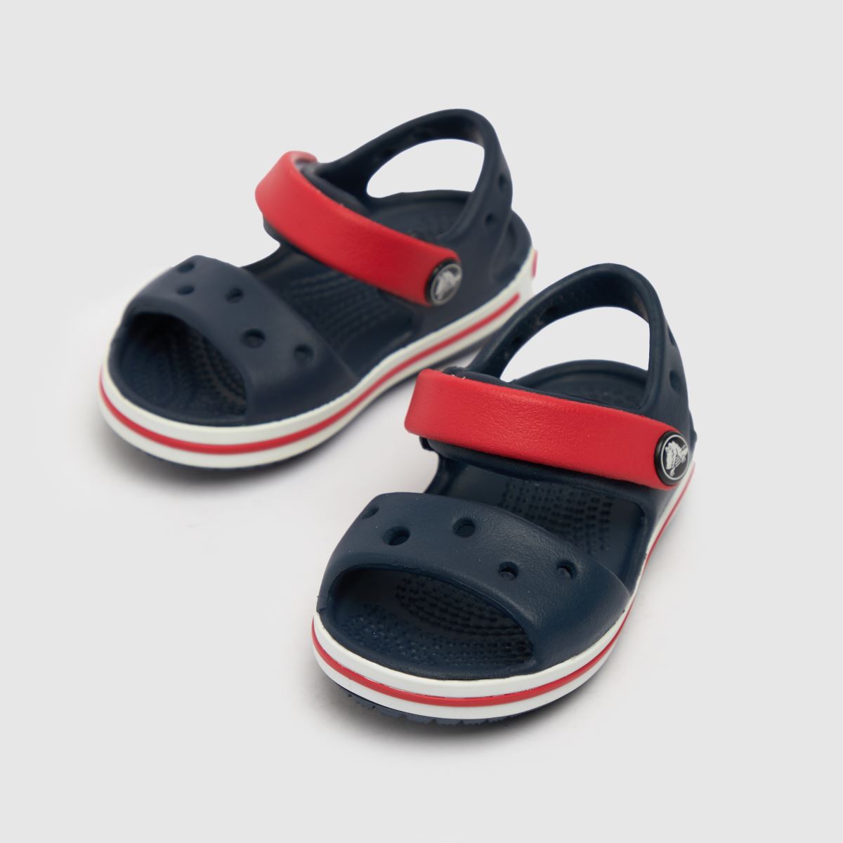 Crocs marinblå & röda crocband pojkar småbarnssandaler