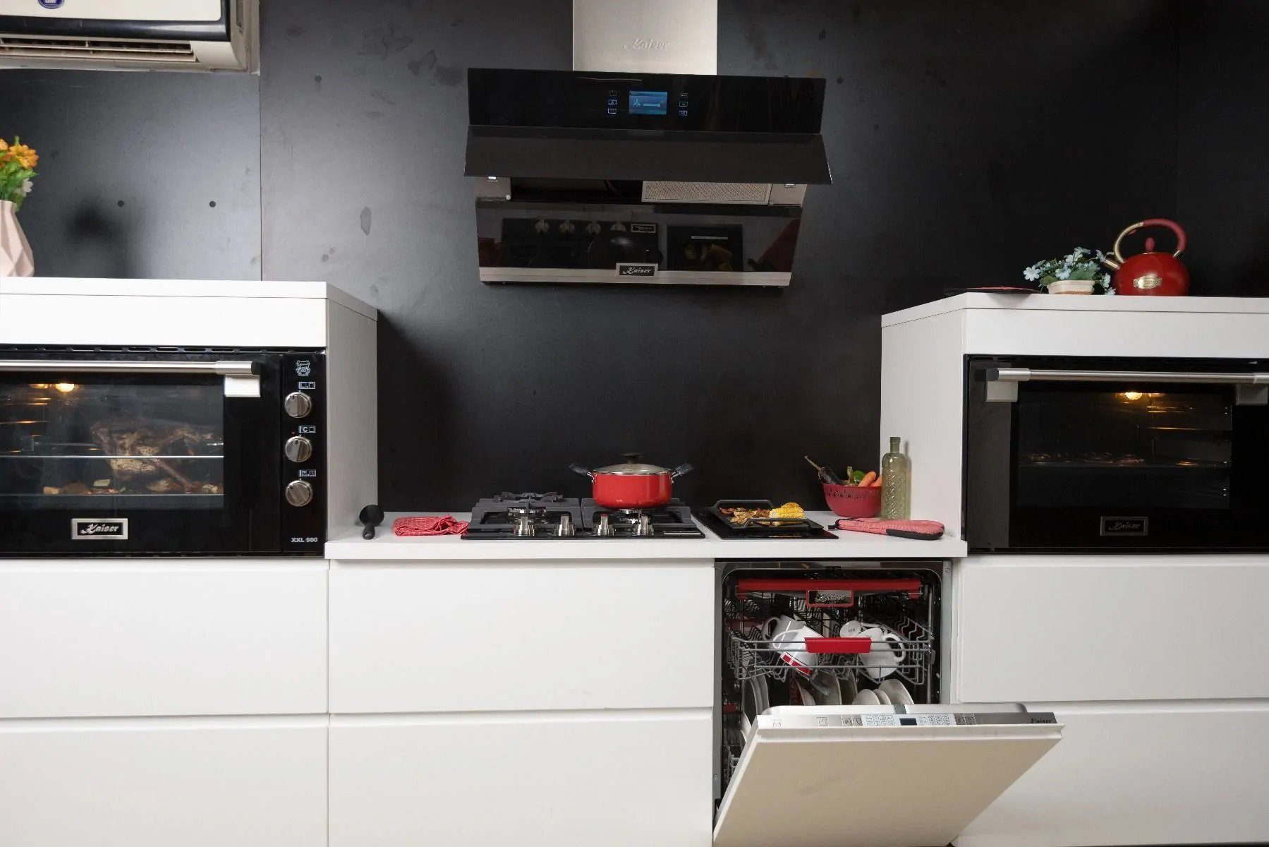 Kaiser Küchengeräte Backofen-Set EG 9371+KG 9357, Einbau Gas Backofen 90 cm 98L +Gas-Kochfeld,Einbau Gasherd 90cm