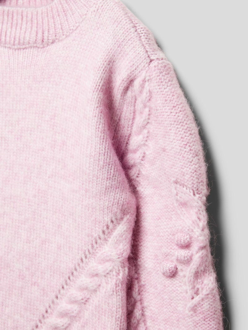 Strickpullover in unifarbenem Design in rosa