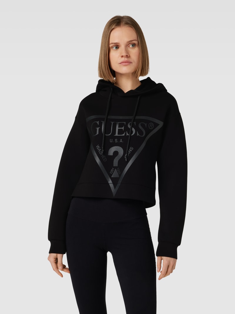 Hoodie mit Label-Print Modell 'NEW ALISA' in schwarz