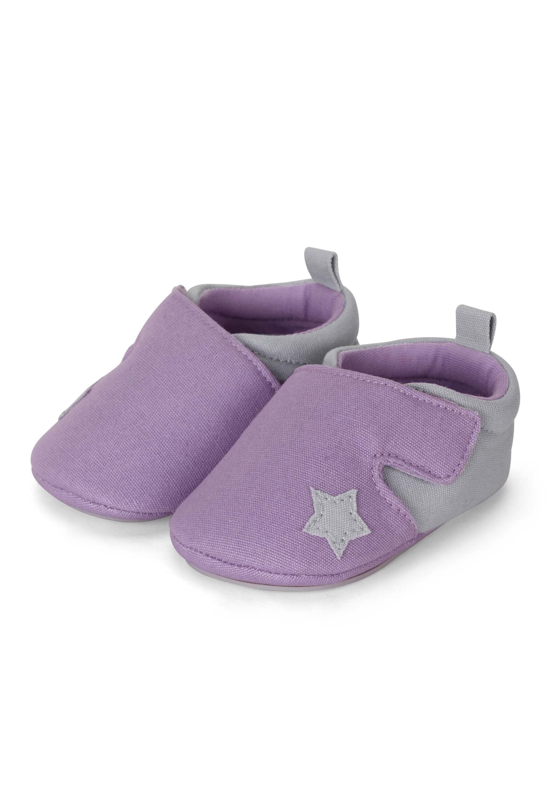 Baby Krabbelschuh aus Canvas mit Applikation Stern