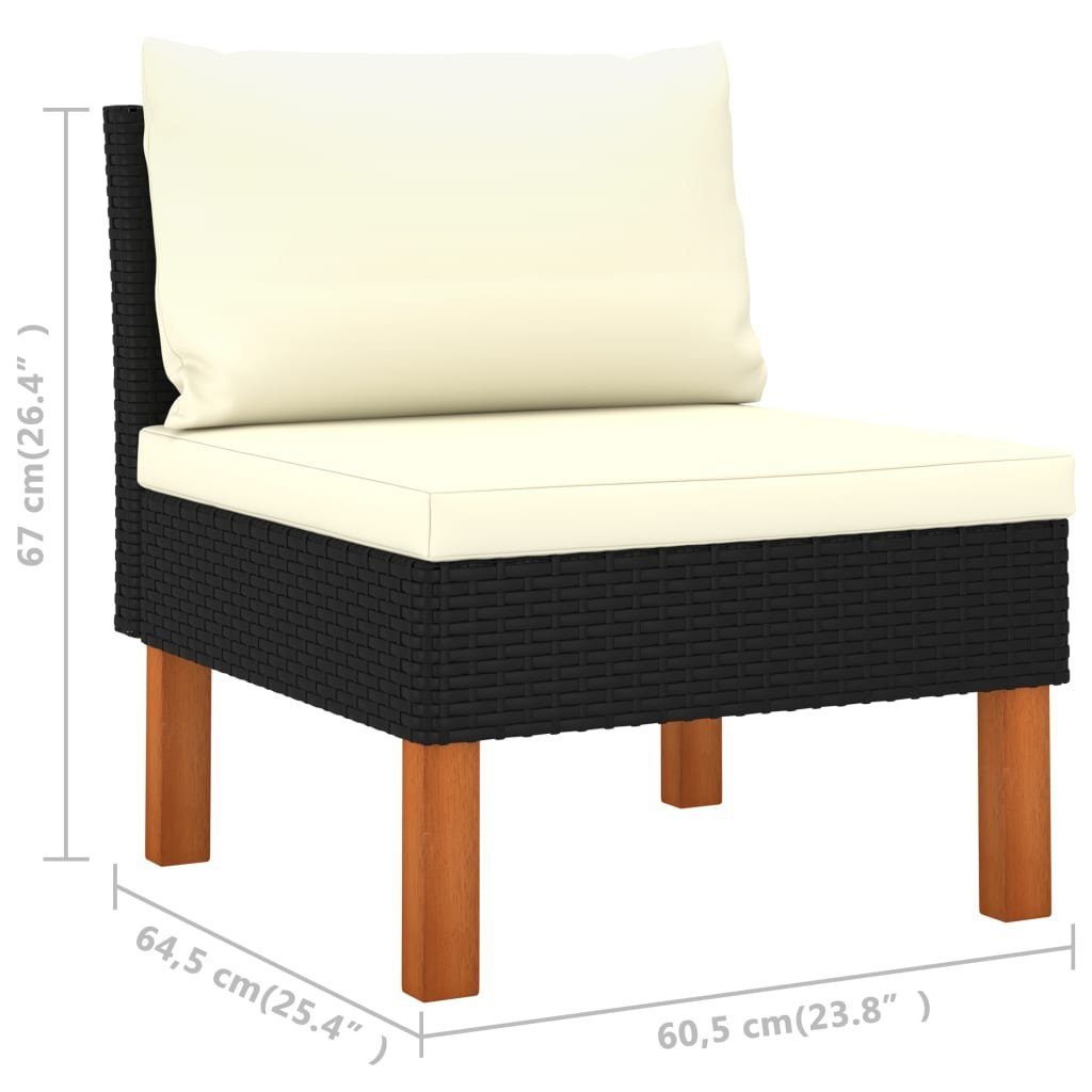 vidaXL Loungesofa 3-tlg. Garten-Lounge-Set Poly Rattan und Eukalyptus Massivholz, 1 Teile