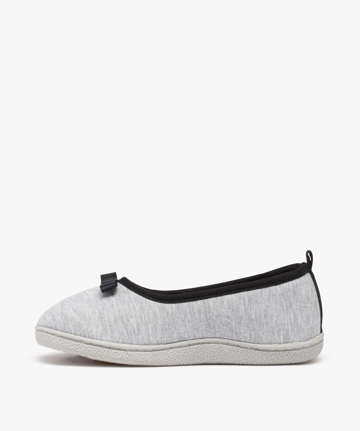 Chaussons femme ballerines en jersey à bord contrastant gris | GEMO