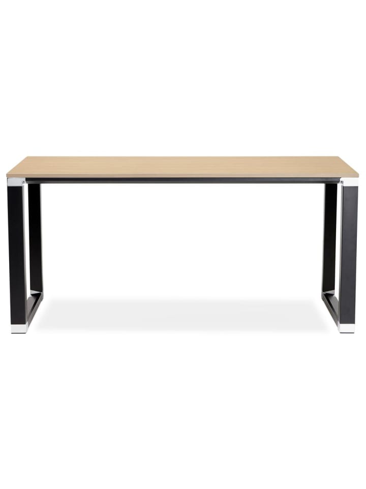 KADIMA DESIGN Schreibtisch 160x80 cm minimalistisch Chromdetails in Beige-Schwarz günstig kaufen