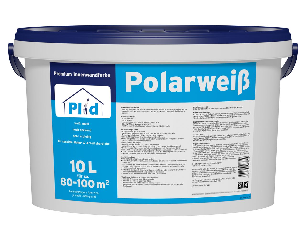 Prinzstark Premium Polarweiss Innenfarbe Wandfarbe Deckenfarbe Profi Farbe Set Weiß